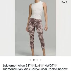 Lululemon Align 23” size 6, NWOT Diamond Dye/mink Berry Lunar Rock Shadow Grey